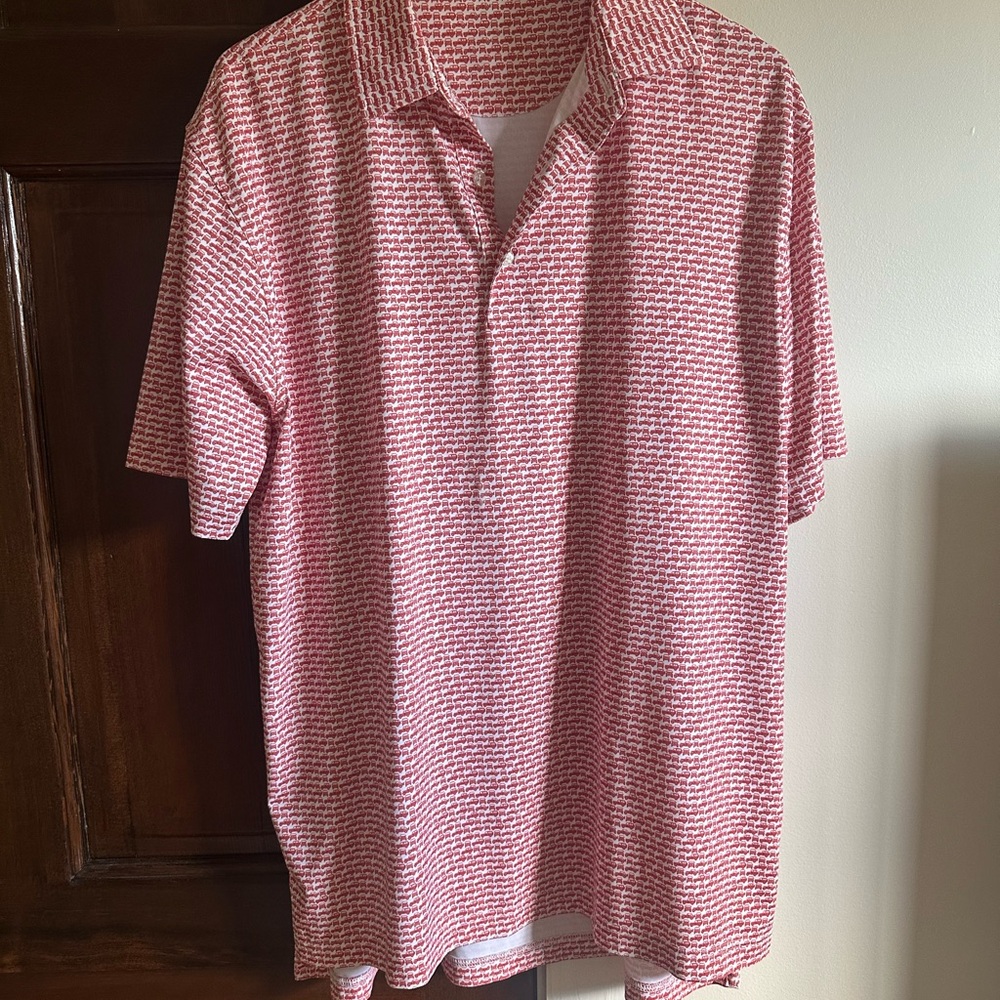 Genteal Men's Red Jeep Patterned Polo Shirt